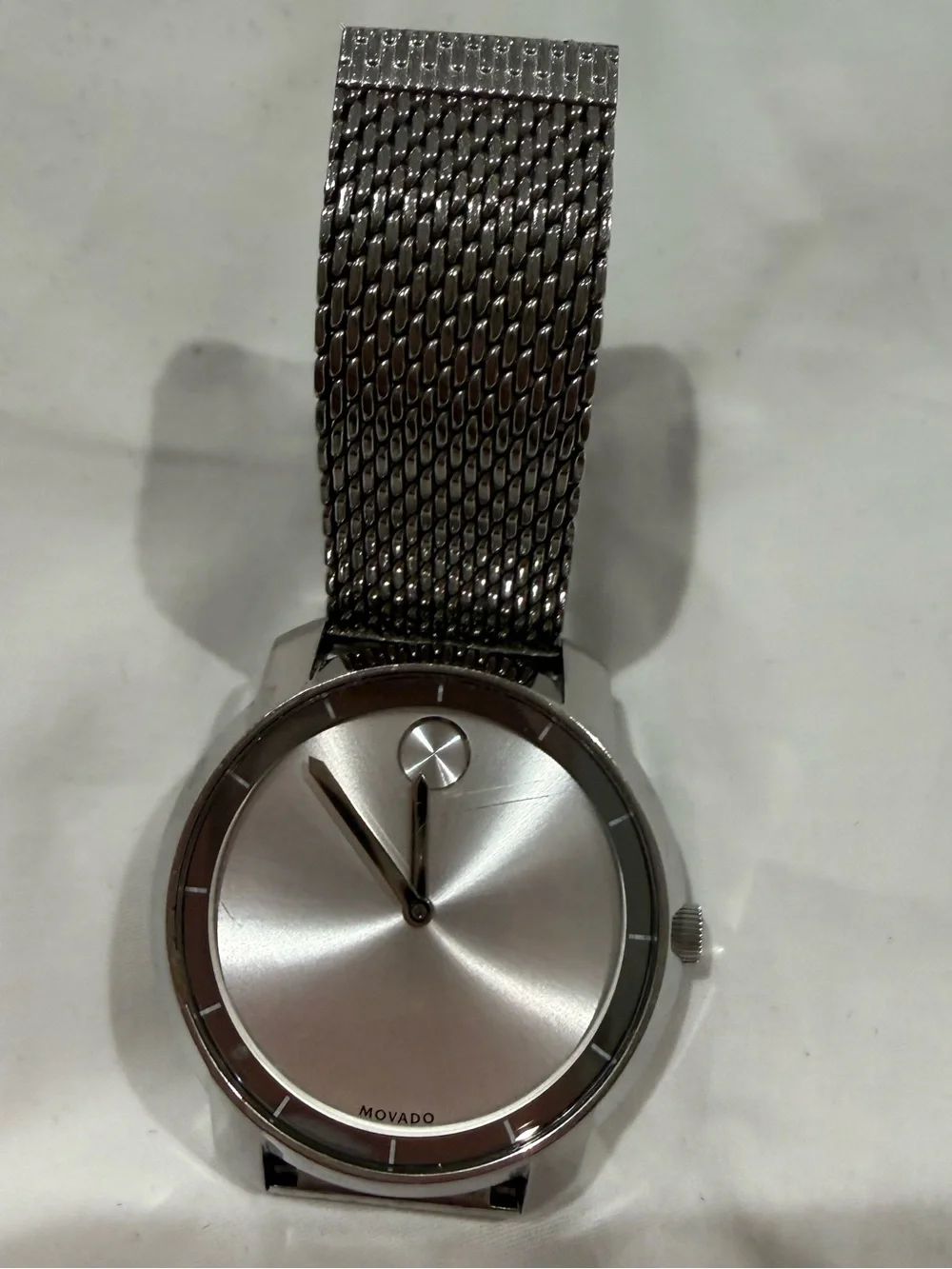 Movado Silver Mesh Bracelet Watch with White Dial (Model 3600260)